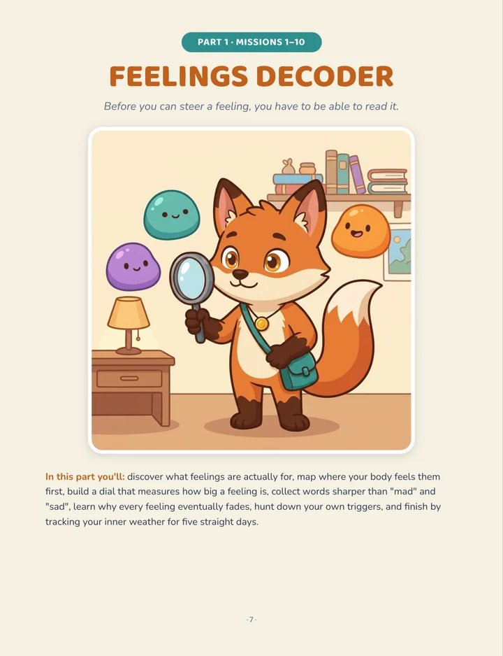 Part opener — FEELINGS DECODER, the first ten missions
