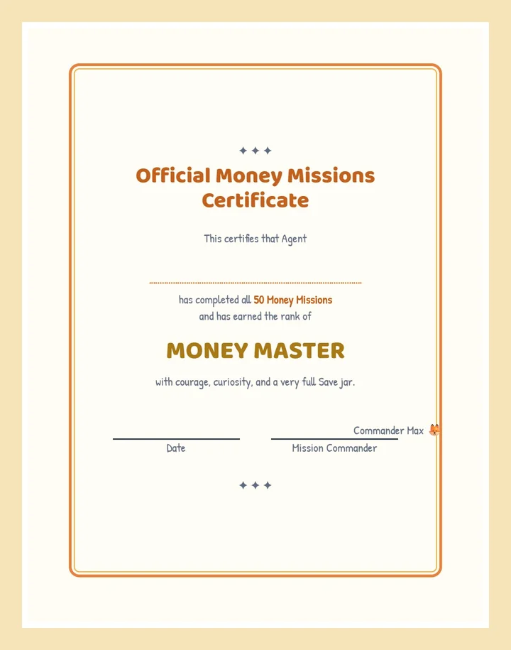 Keepsake certificate of completion page