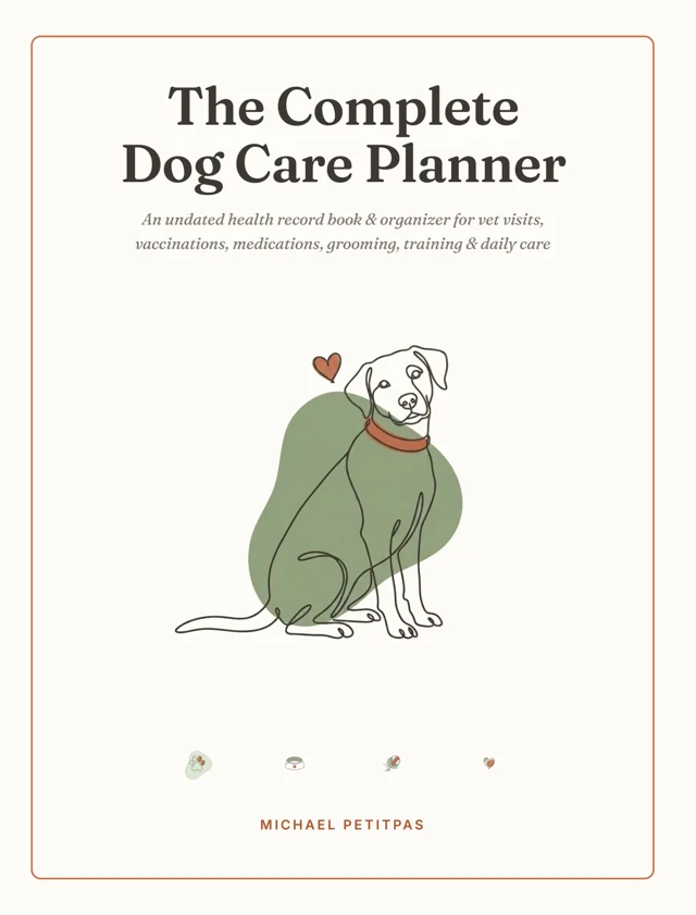 The Complete Dog Care Planner cover — minimal line-art dog illustration